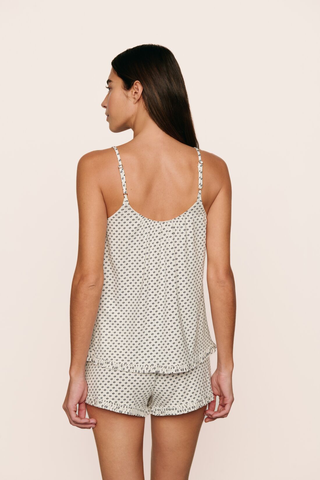 Gisele printed cami and short set - tide dot ivory