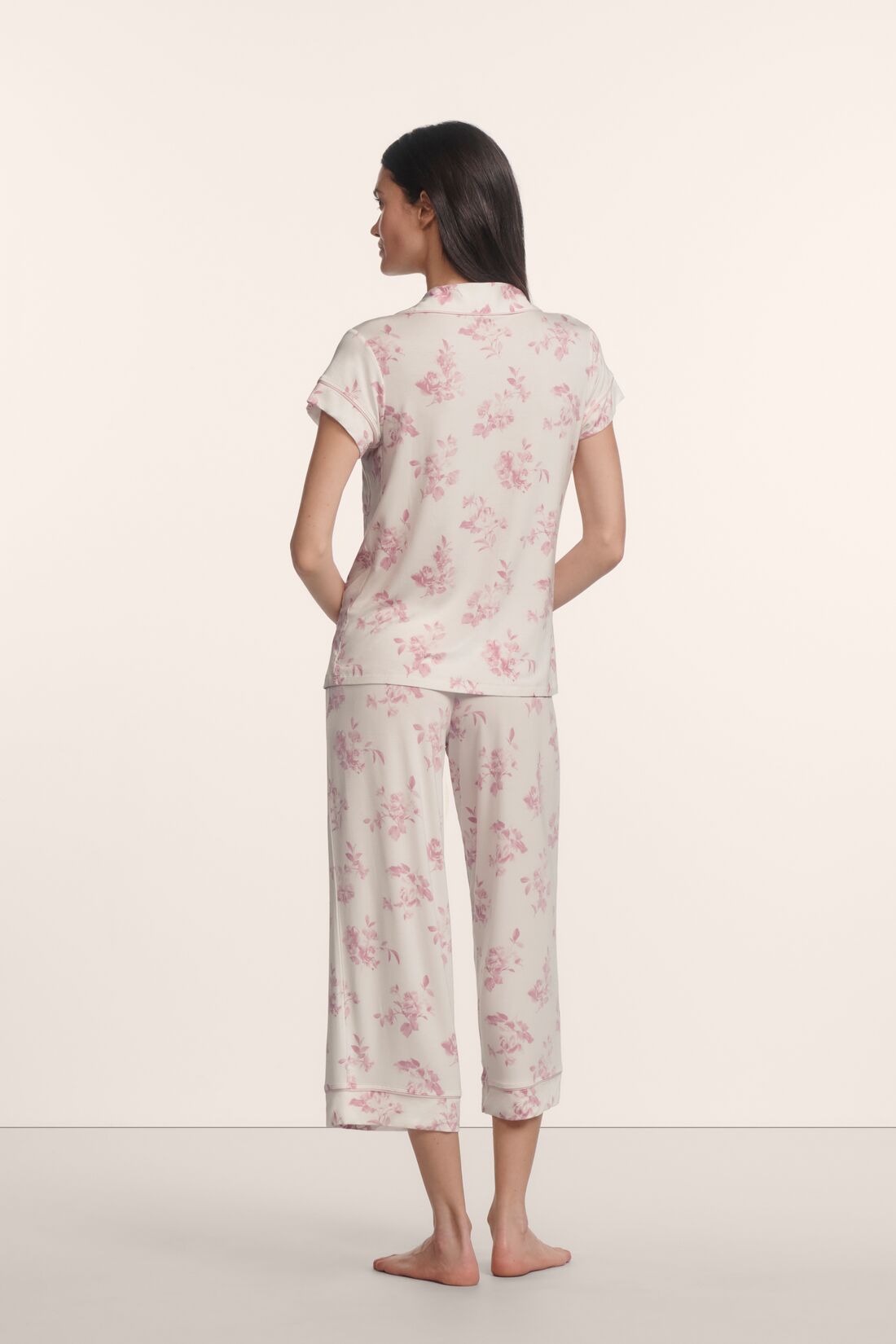 Gisele short sleeve/cropped pant pj set - rose garden cameo