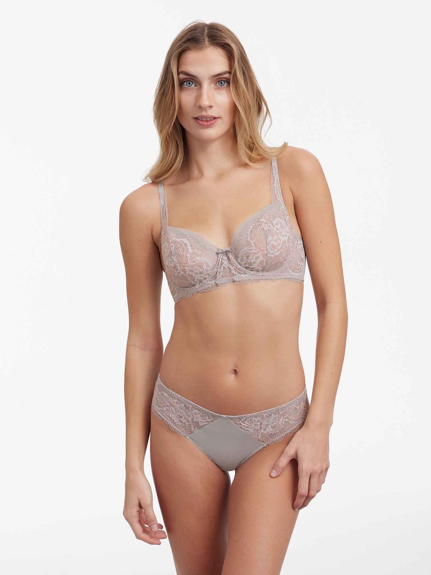 Minx balconette bra - pebble/peach