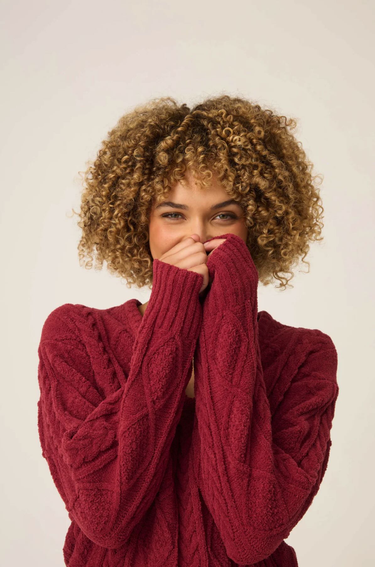 Chenille cable knit long sleeve