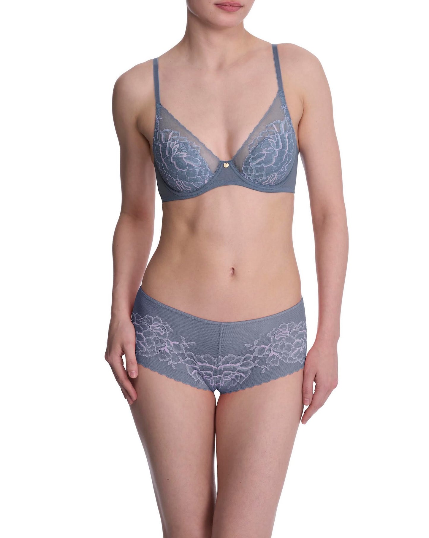 Flora contour bra - country blue/pale mulberry