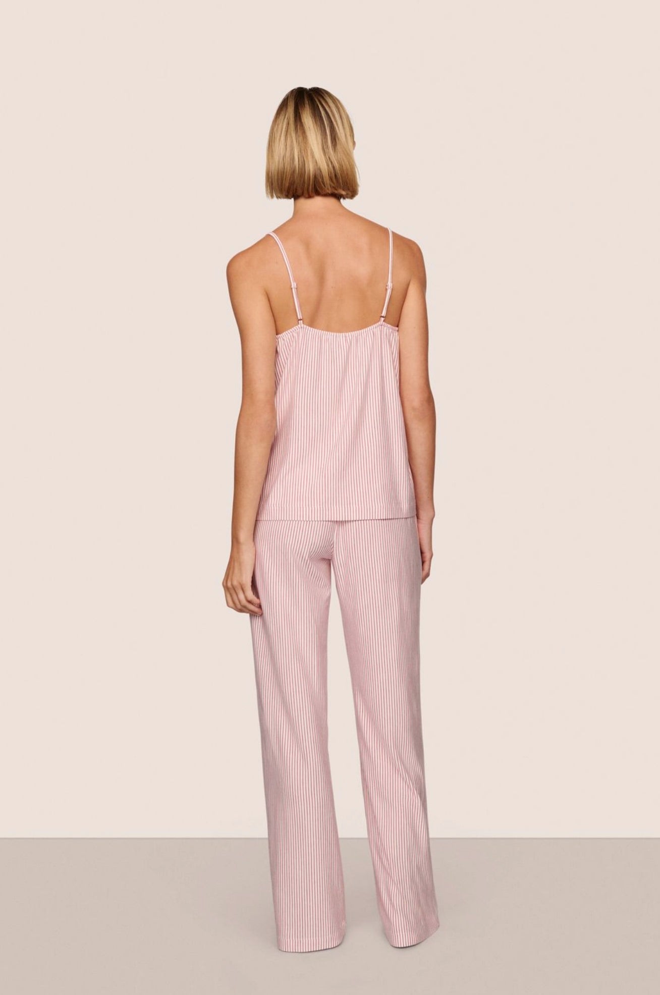 Gisele cami and pant set - duo stripe holly red