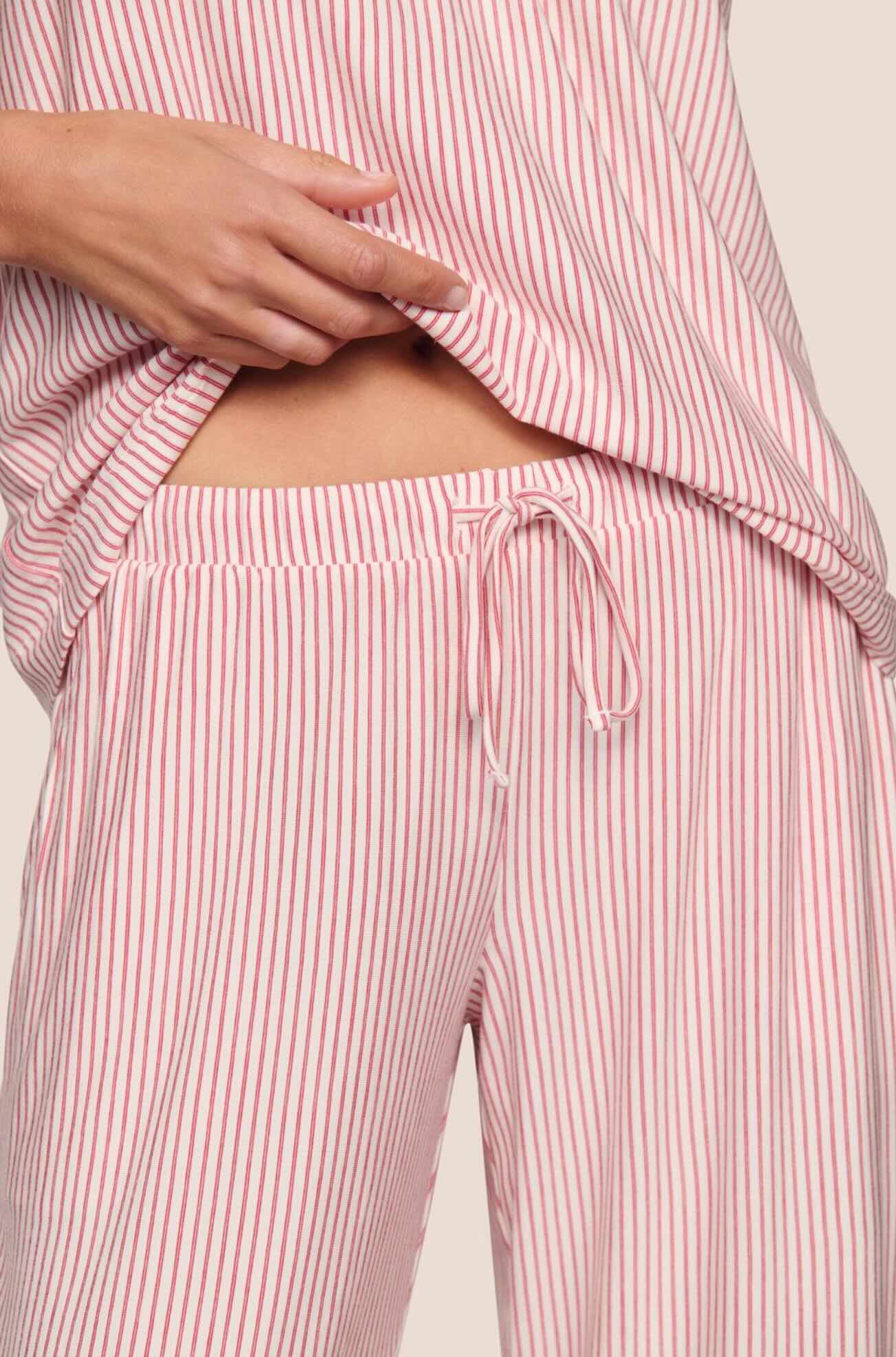 Gisele cami and pant set - duo stripe holly red