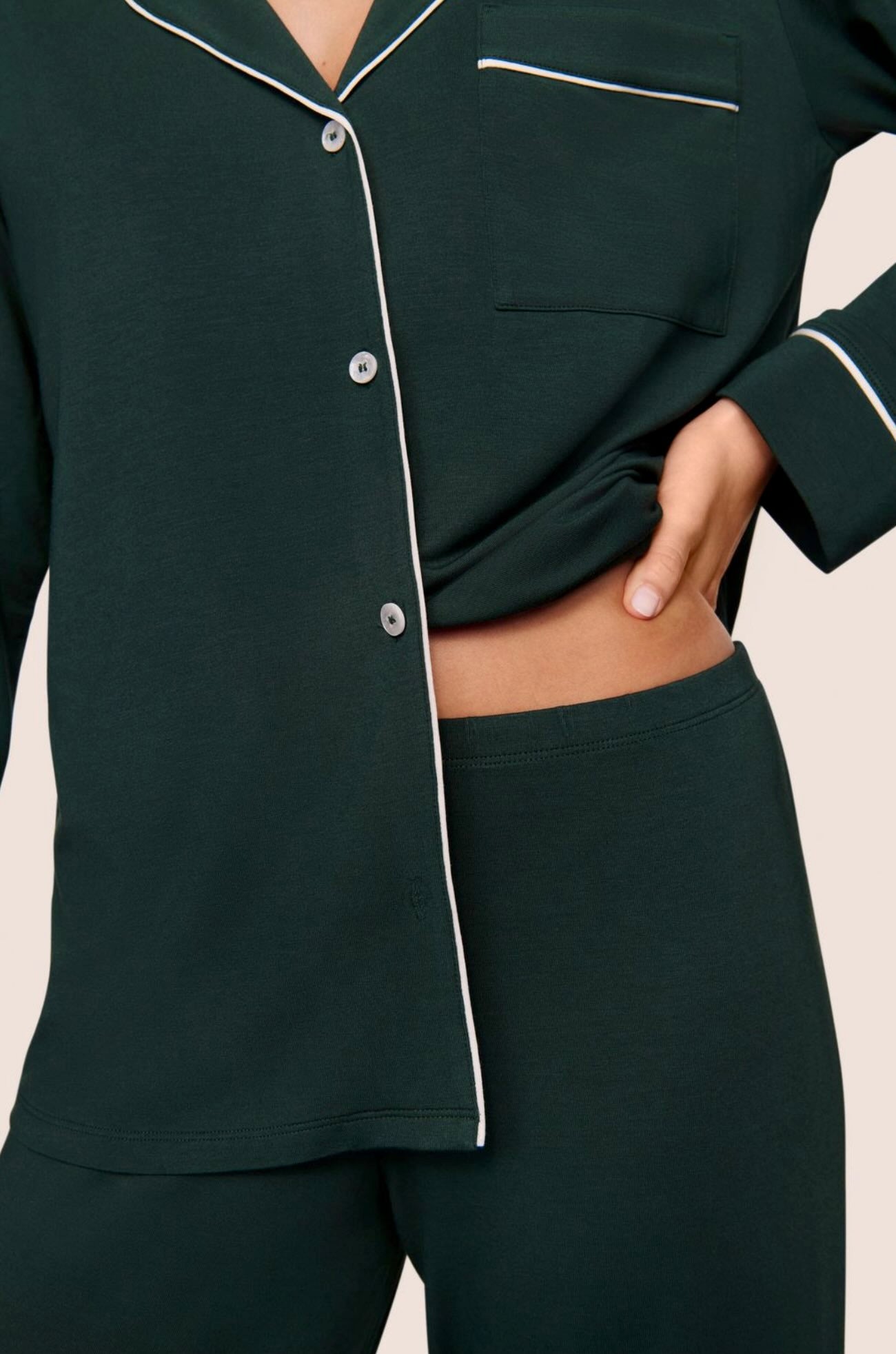 Gisele long pajama set - pine/ivory