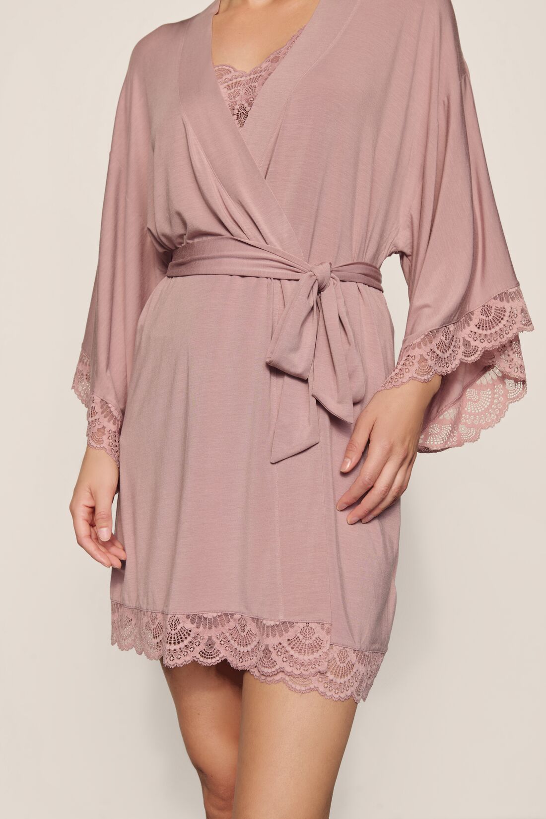 Mariana short kimono robe - woodrose