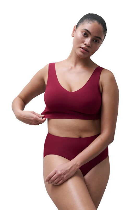 Soft Stretch Padded V bra top - red raspberry/sedona