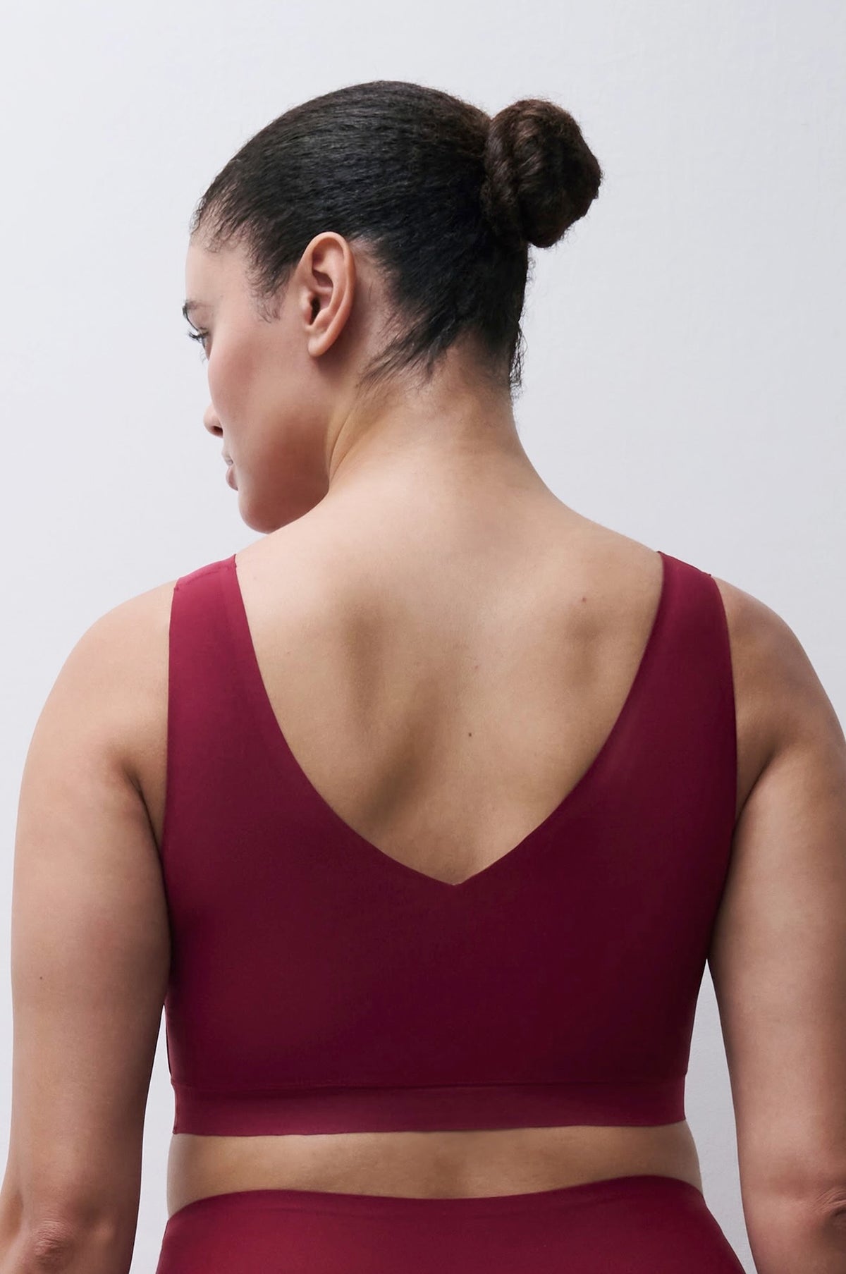 Soft Stretch Padded V bra top - red raspberry/sedona