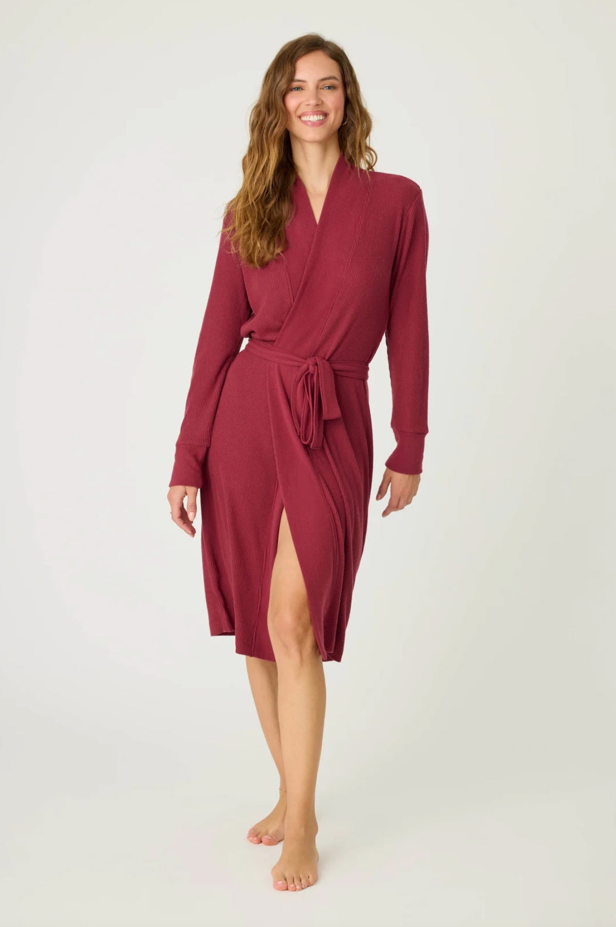 Textured essentials robe - port