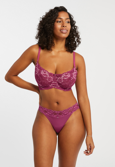 Flirt demi lace bra - cranberry/rose