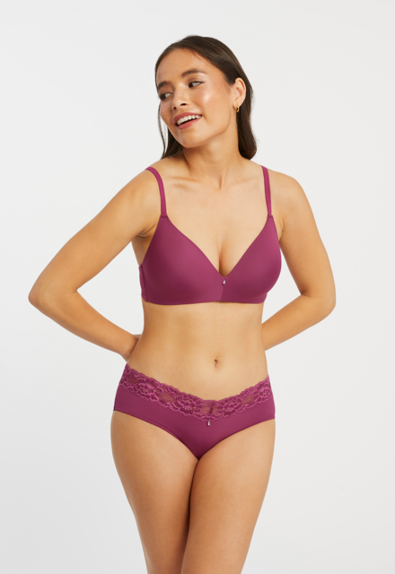 Flirt demi lace bra - cranberry/rose