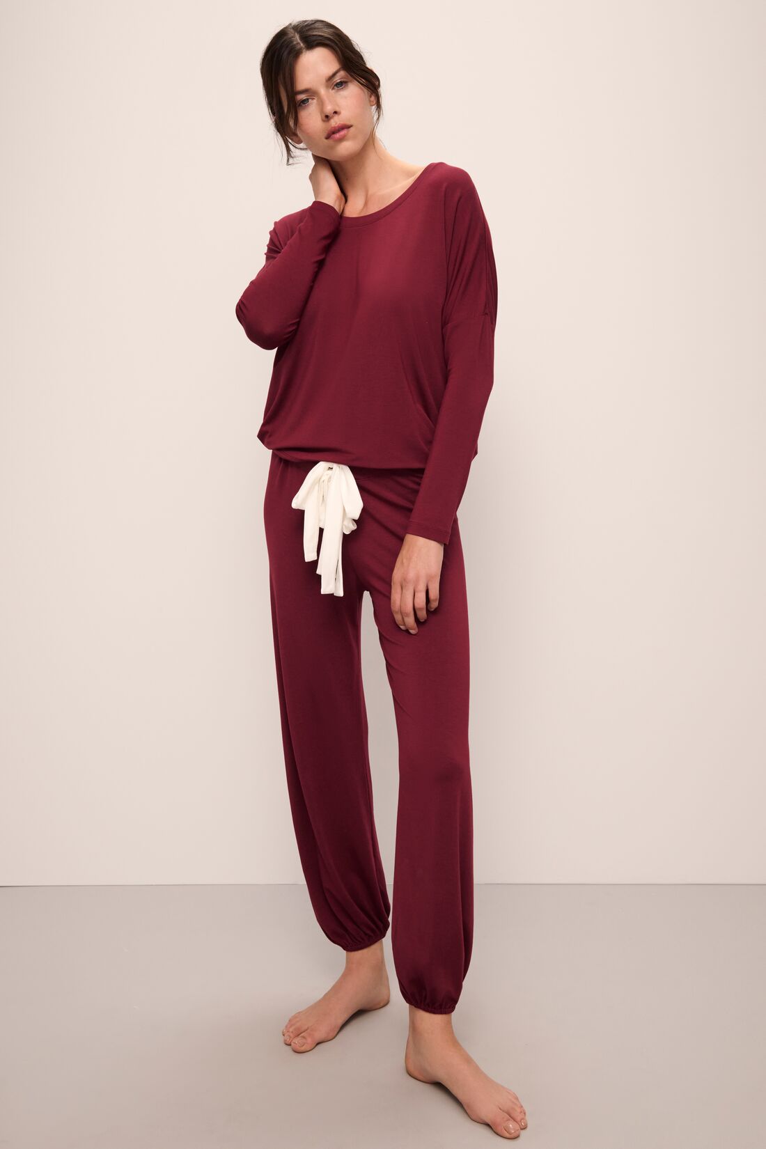 Gisele slouchy pajama set - cabernet/ivory