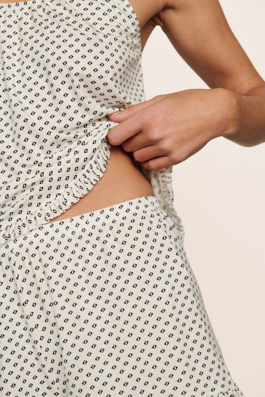 Gisele printed cami and short set - tide dot ivory