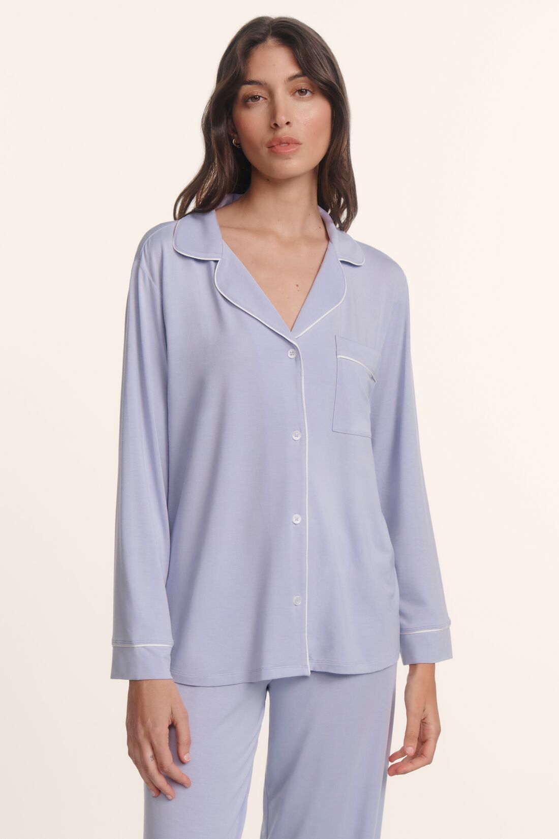 Gisele long pajama set - lavender dusk/ivory
