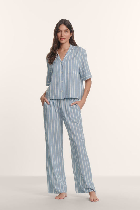 Nautico short sleeve pajama set - slate stripe