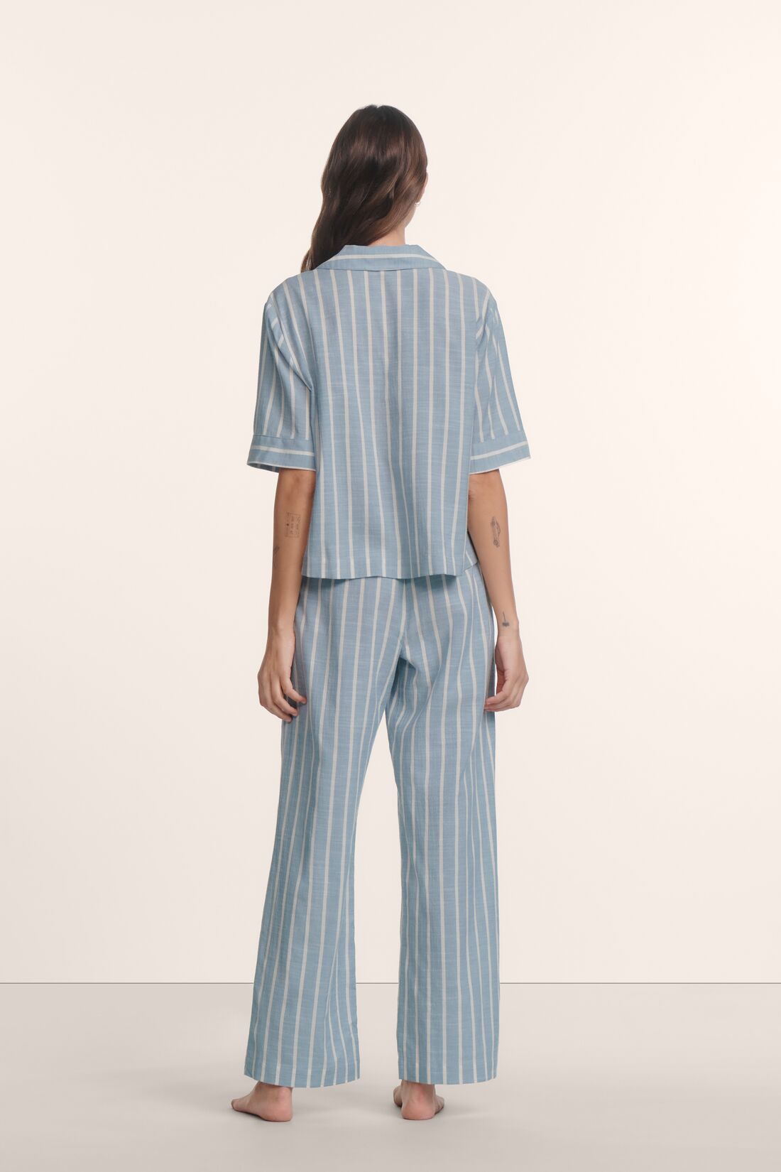 Nautico short sleeve pajama set - slate stripe