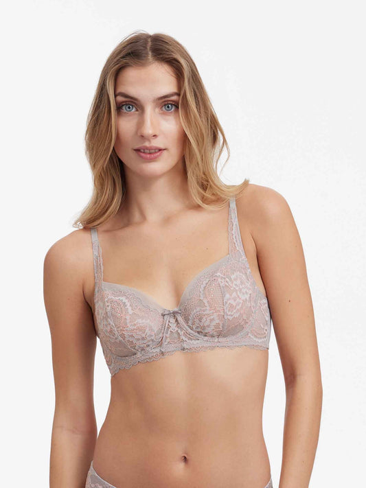 Minx balconette bra - pebble/peach