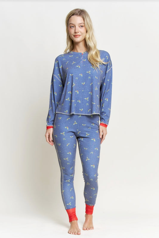 Back in Bed long henley and legging pajama set