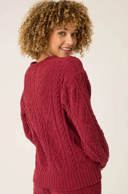Chenille cable knit long sleeve