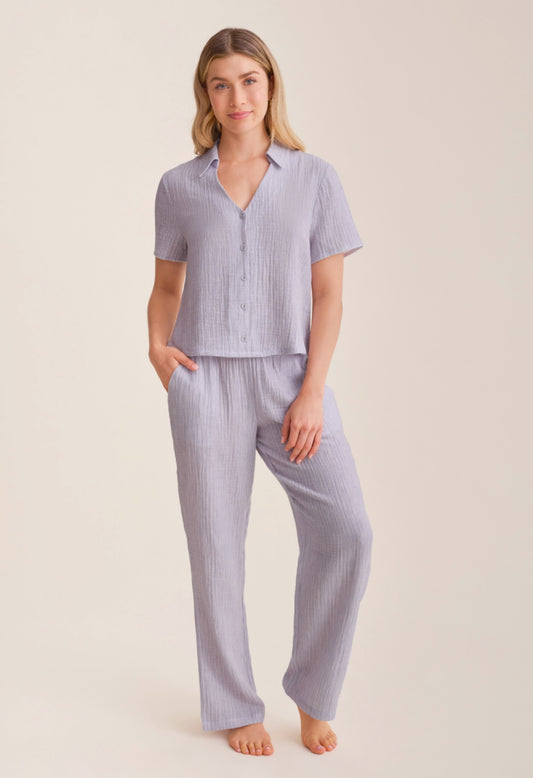 Coastal Stripe button down pajama set