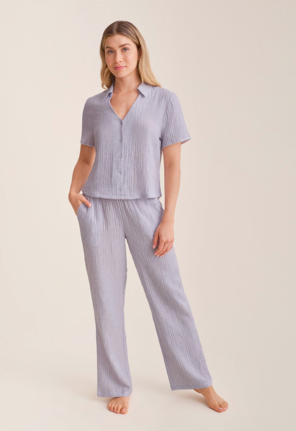 Coastal Stripe button down pajama set