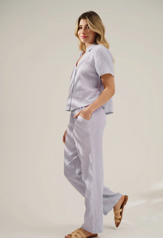 Coastal Stripe button down pajama set