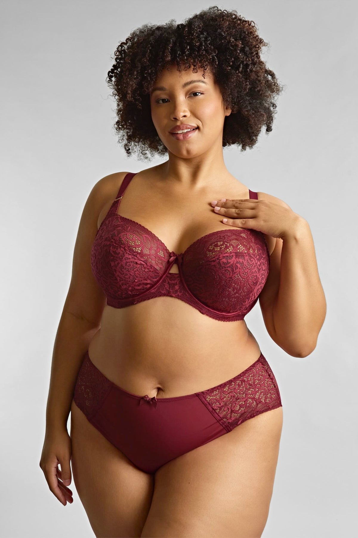 Estel full cup bra - cherry red (shown with brief)