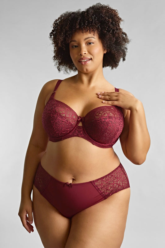 Estel deep brief - cherry red (shown with bra)