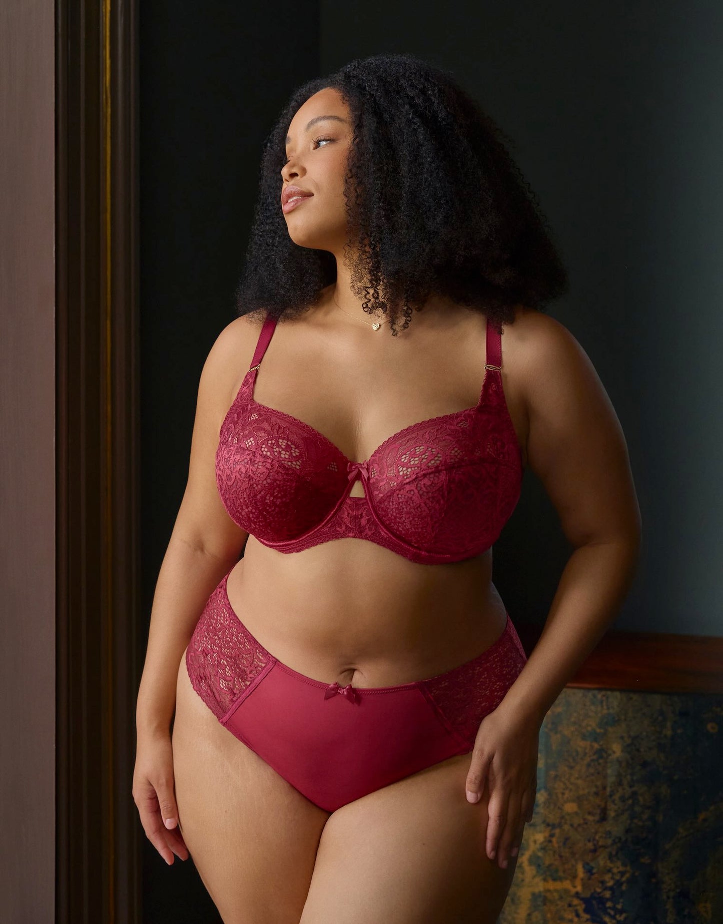 Estel deep brief - cherry red (shown with bra)