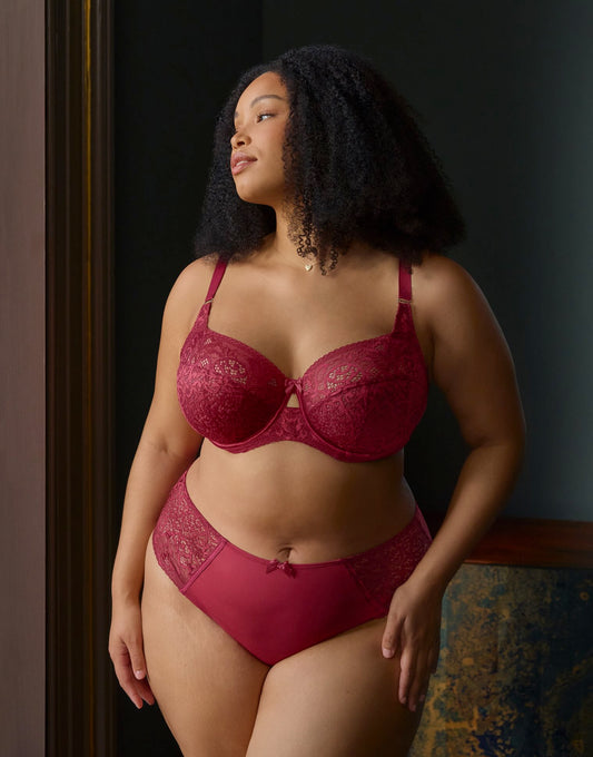 Estel deep brief - cherry red (shown with bra)