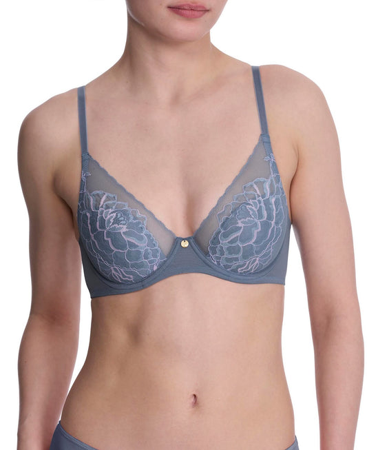 Flora contour bra - country blue/pale mulberry