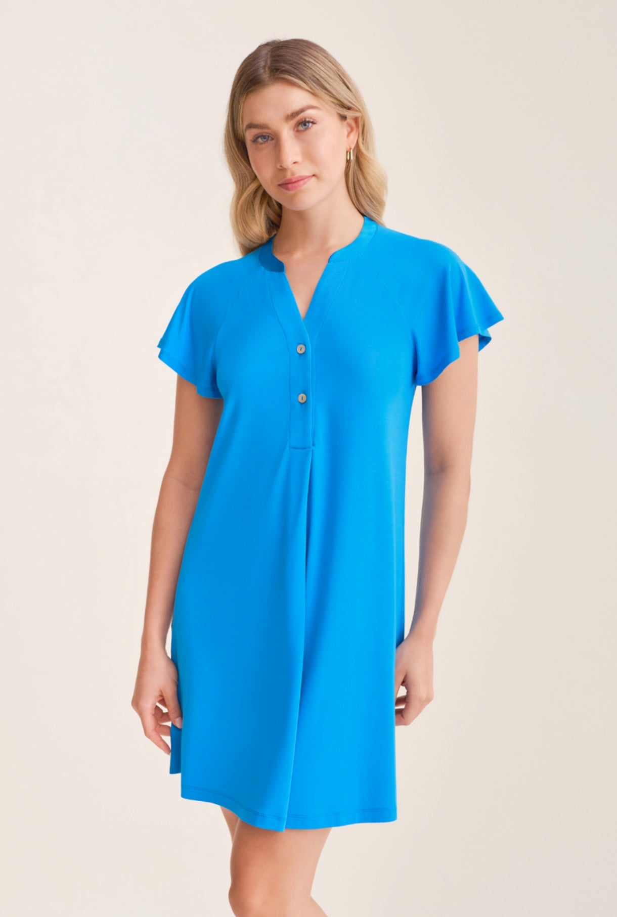 Flutter sleeve nightshirt - true blue