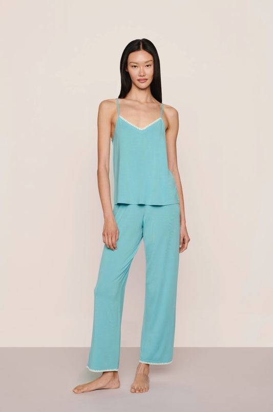 Frida cami pant pj set - blue lagoon/ivory