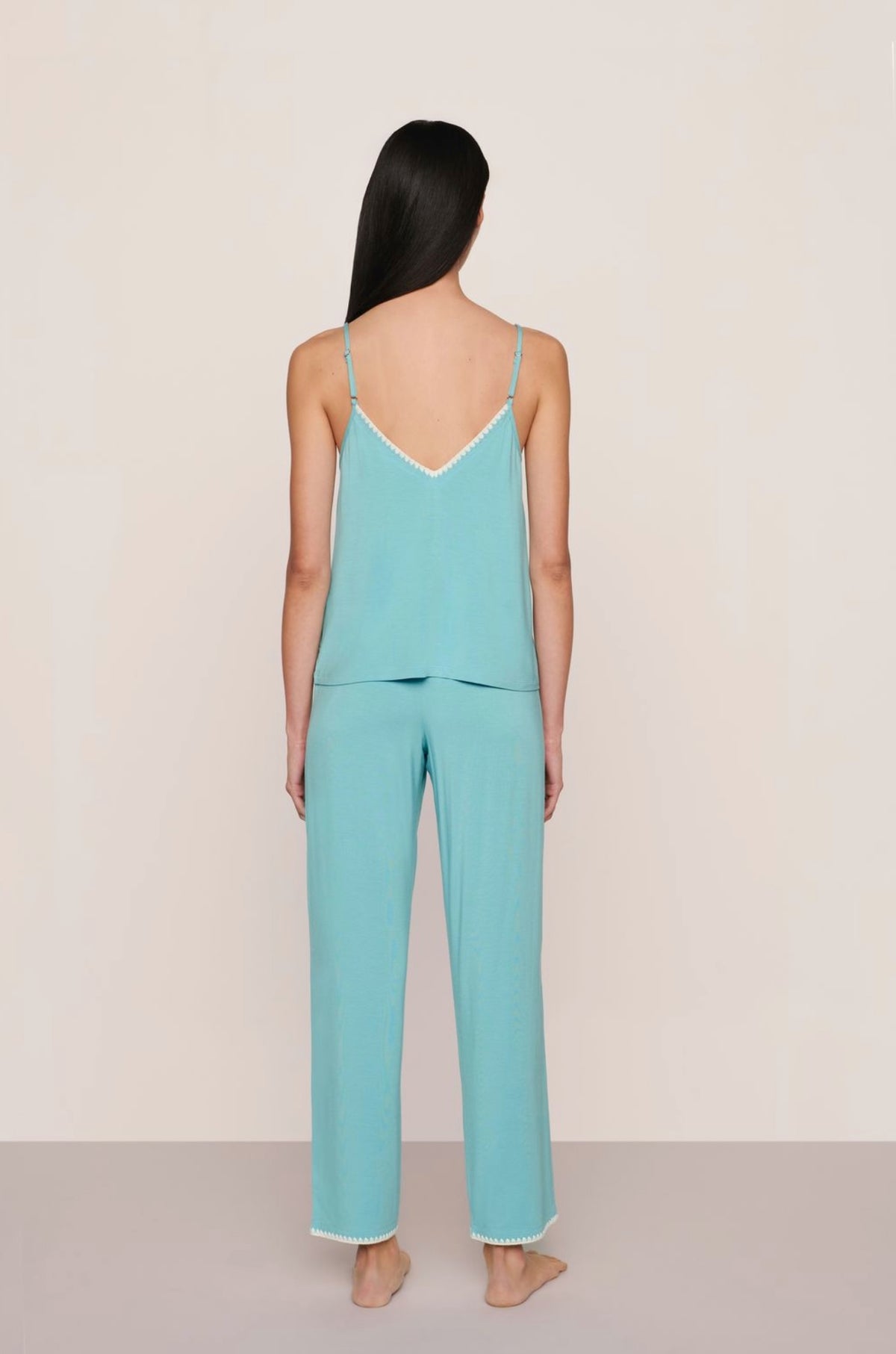 Frida cami pant pj set - blue lagoon/ivory