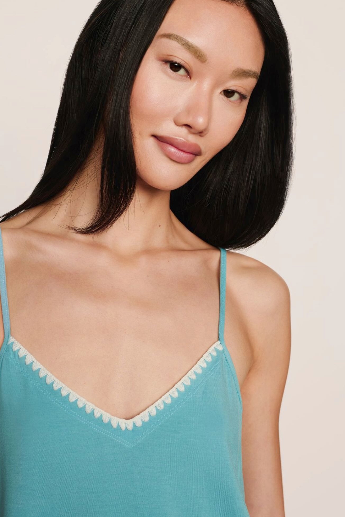 Frida cami pant pj set - blue lagoon/ivory