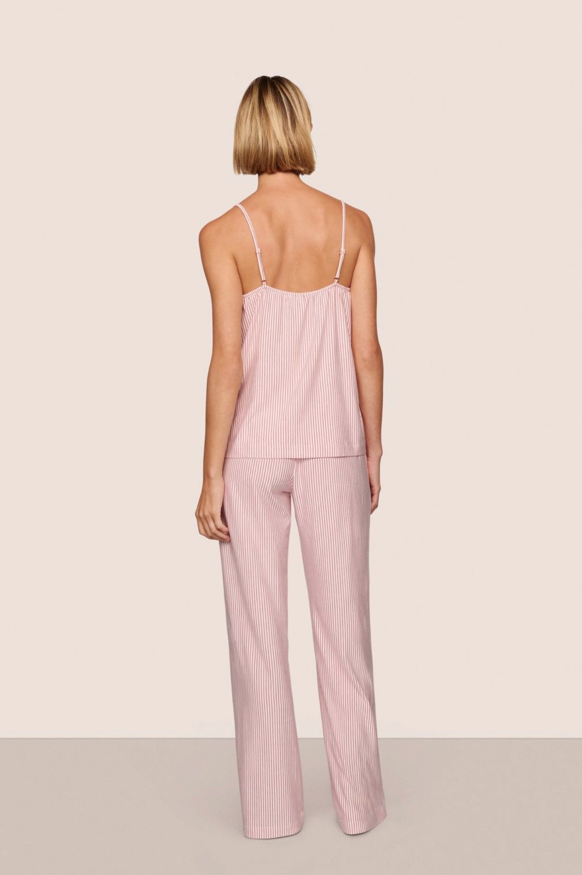 Gisele cami and pant set - duo stripe holly red