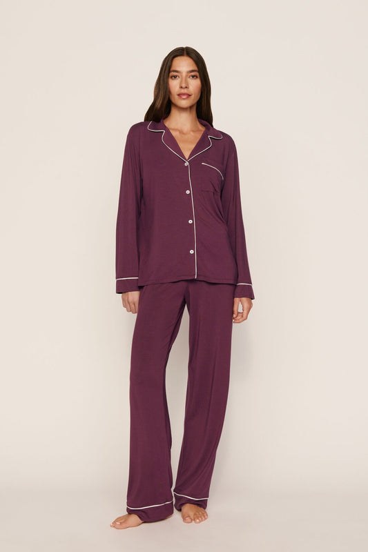 Gisele long pajama set - wildberry/ivory