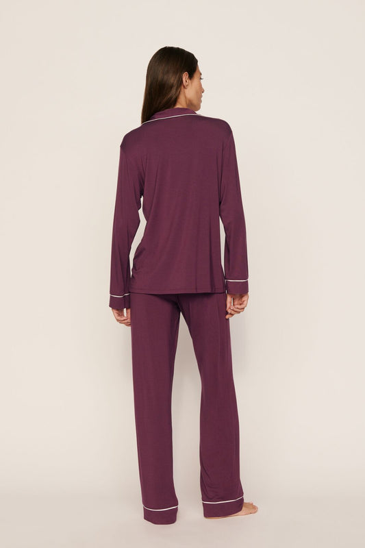 Gisele long pajama set - wildberry/ivory