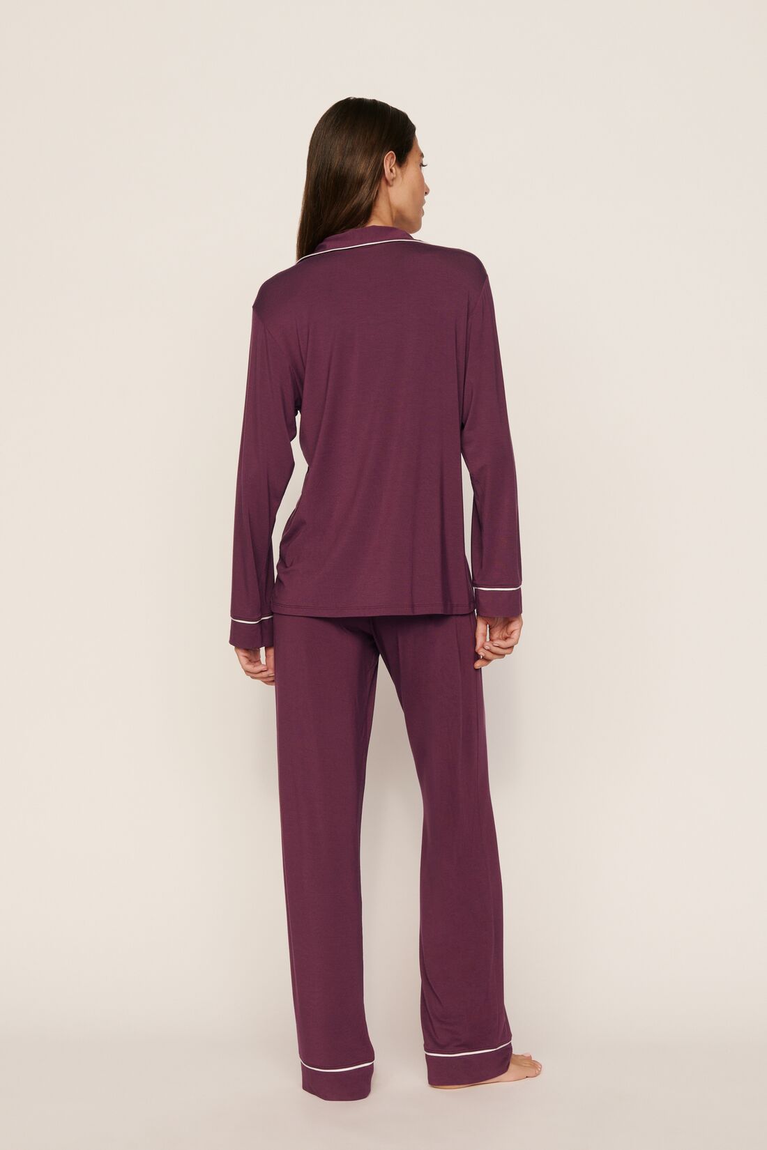 Gisele long pajama set - wildberry/ivory