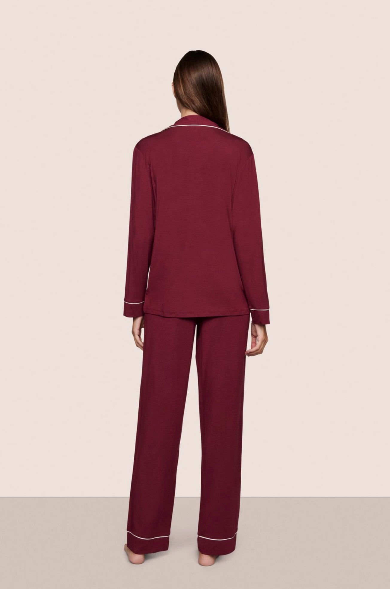 Gisele long pajama set - bordeaux/ivory