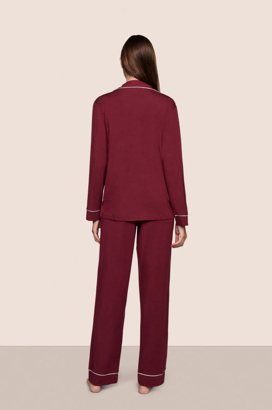 Gisele long pajama set - bordeaux/ivory
