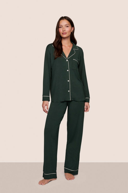 Gisele long pajama set - pine/ivory