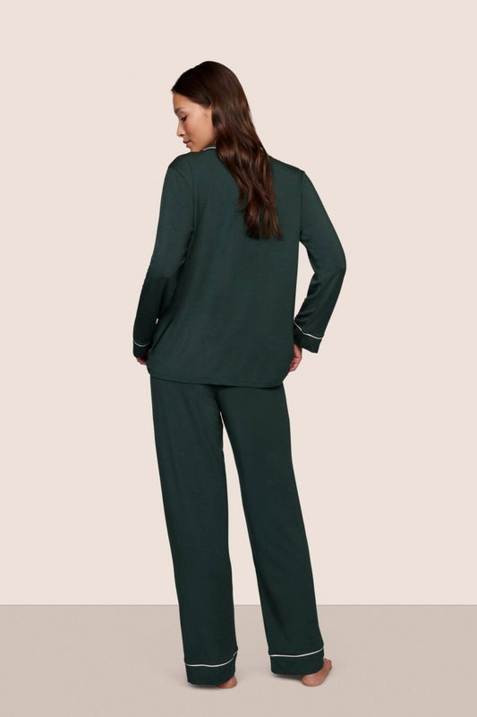 Gisele long pajama set - pine/ivory