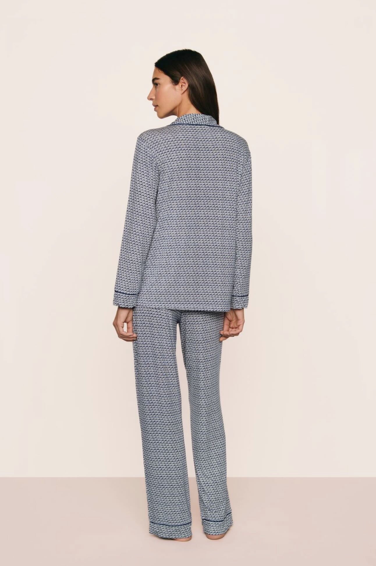 Gisele long pj set - navy seashell print
