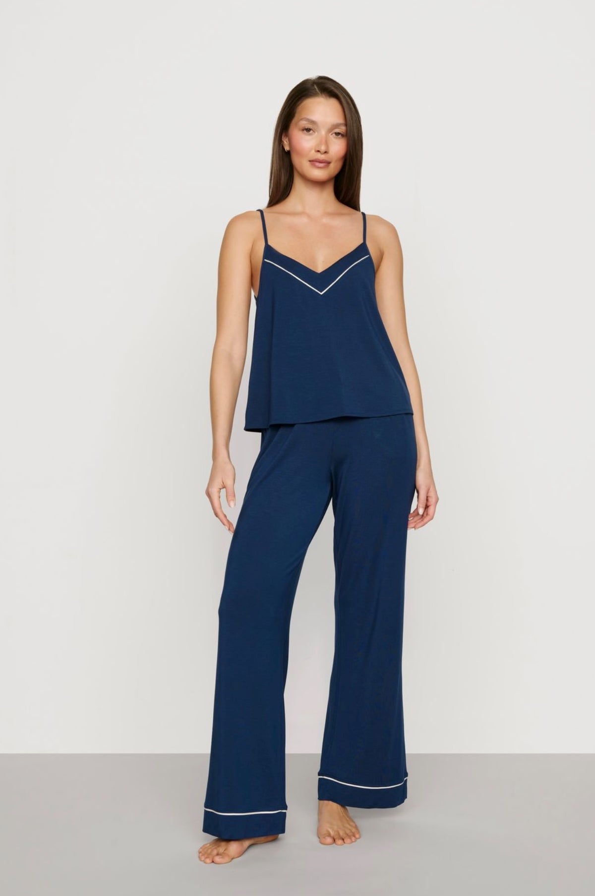 Gisele V-neck croppped cami and pant pajama set