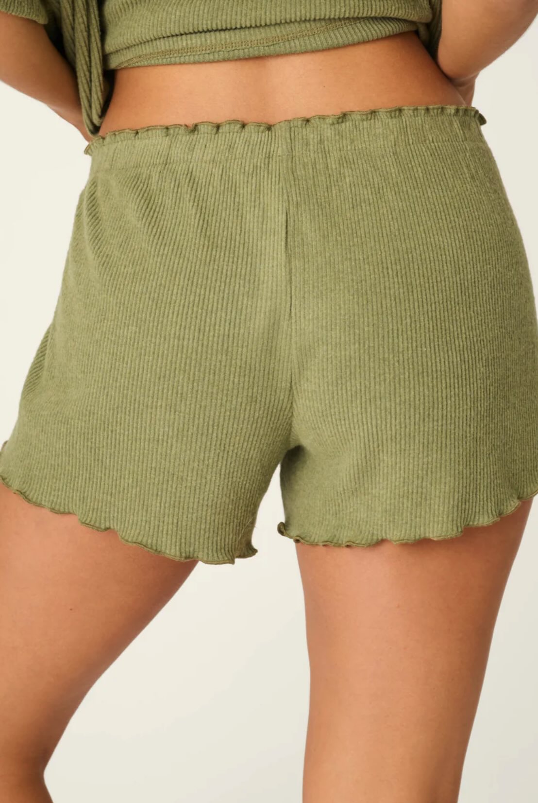 Soft Olive Rib Knit Lounge Short