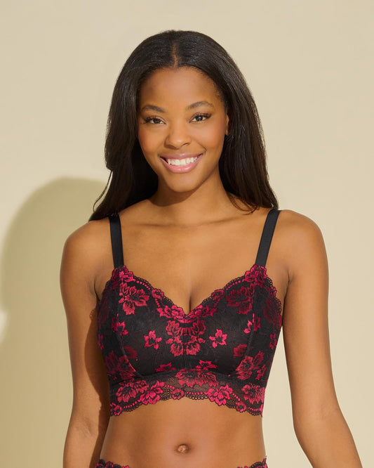 Savona curvy longline bralette - black/fragolino