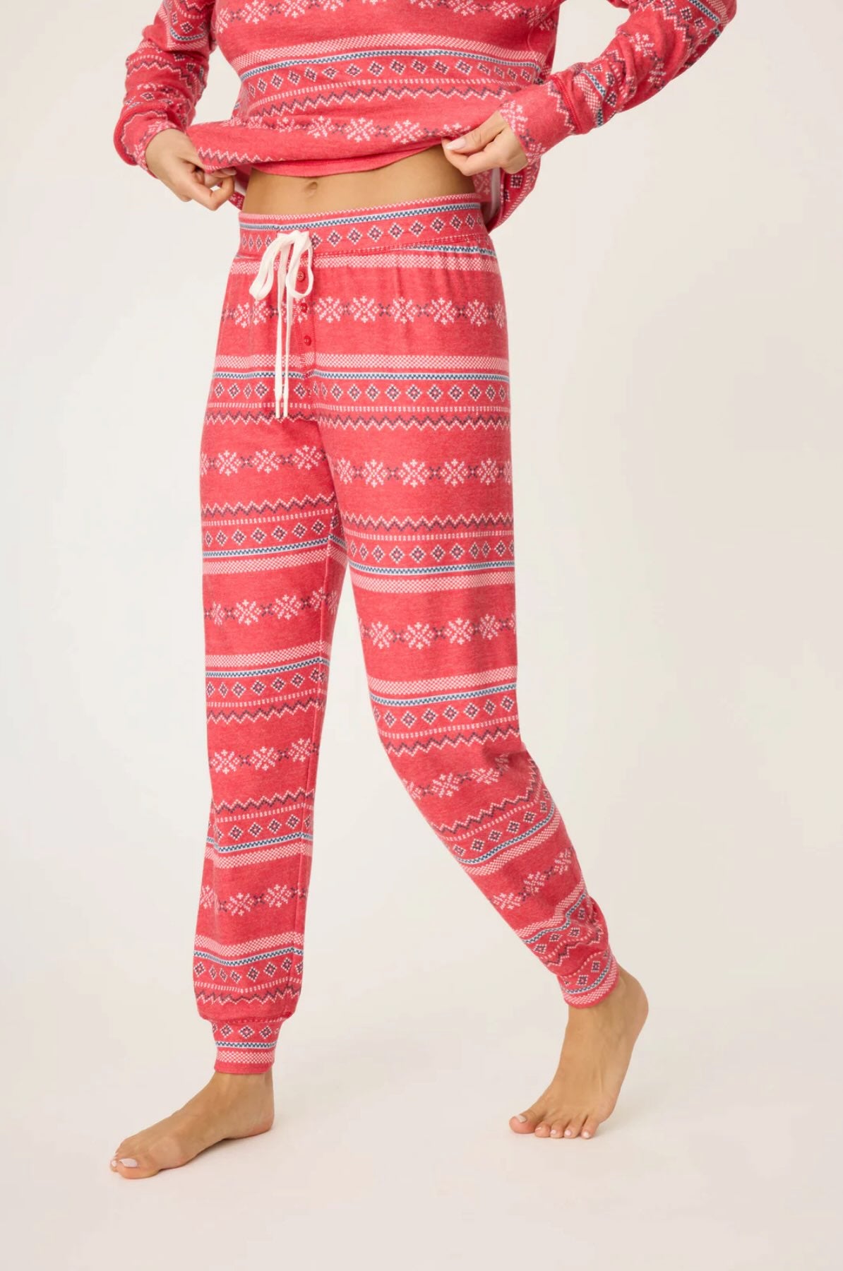 Snowflake Kiss pajama pant - red fair isle print