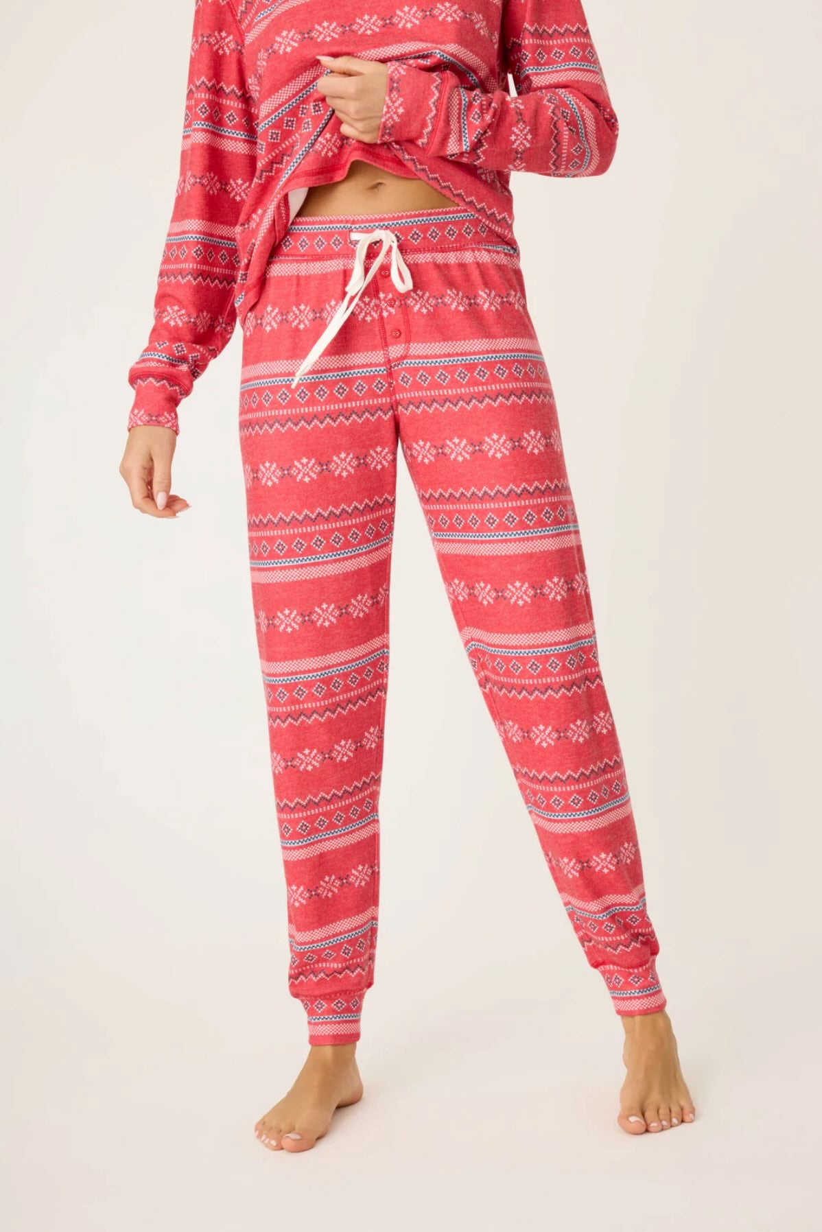 Snowflake Kiss pajama pant - red fair isle print