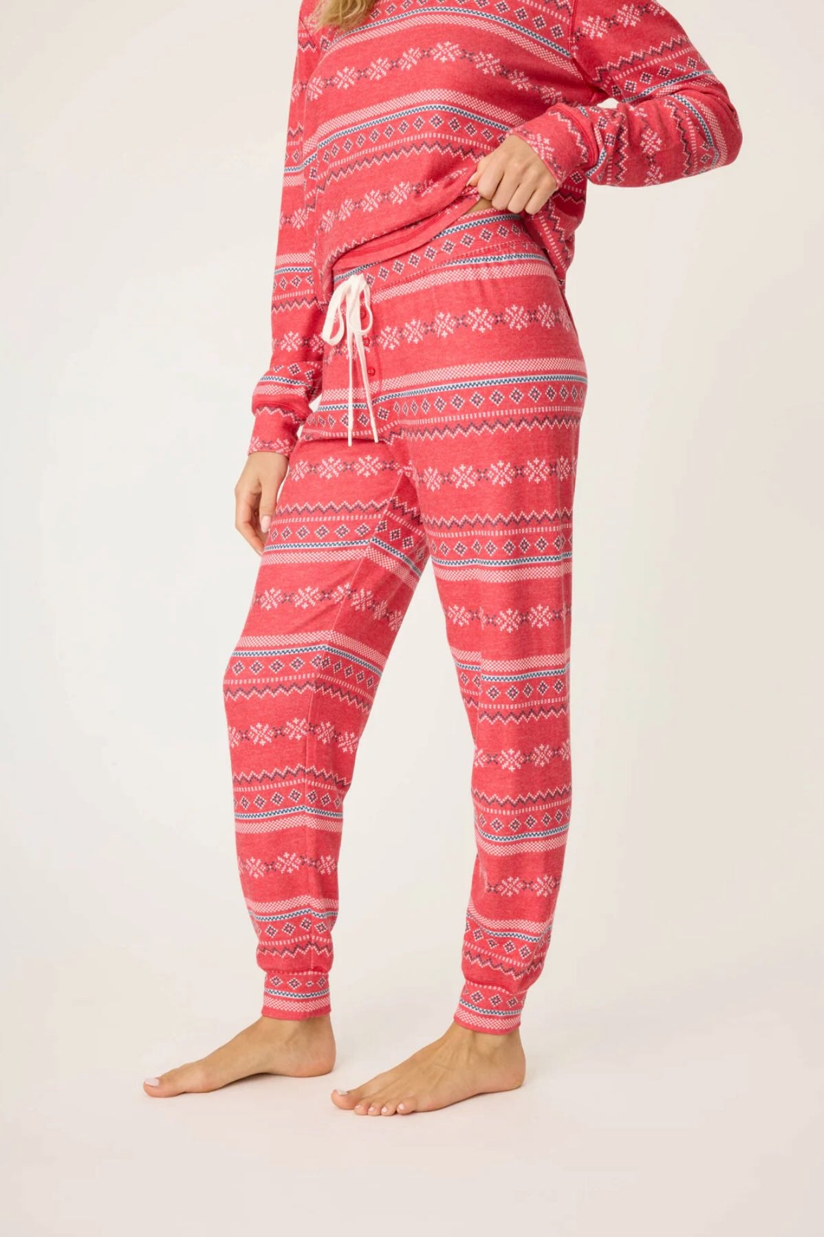 Snowflake Kiss pajama pant - red fair isle print