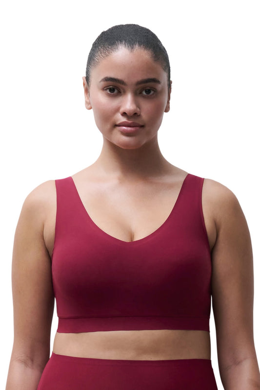 Soft Stretch Padded V bra top - red raspberry/sedona